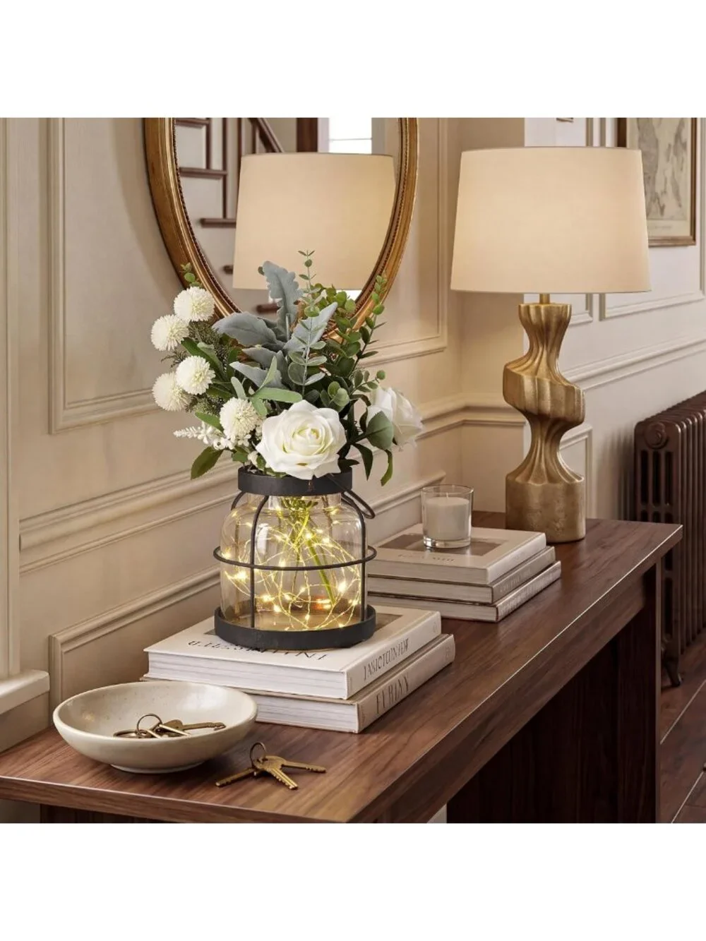 Rustic Vintage Glass Vase for Farmhouse Decor | Decorative Lantern Accent Piece